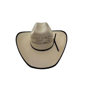 NWOT Bullhide Cowboy Hat Beige Tan Black Band Trim Perforated Medium size 7